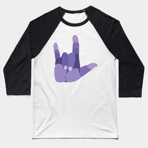 ASL ILY violet Baseball T-Shirt by eashleigh